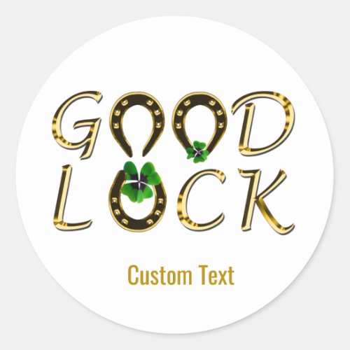 Good Luck Horseshoes  Four Leaf Clovers Classic Round Sticker