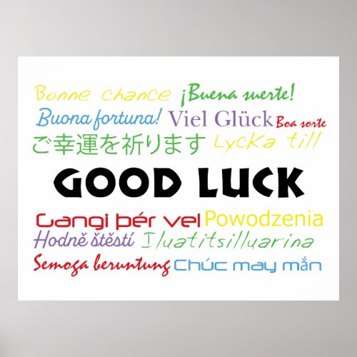 Good Luck in Many Languages Colorful  Poster