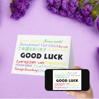 Good Luck in Many Languages Red Green Blue Yellow  Card