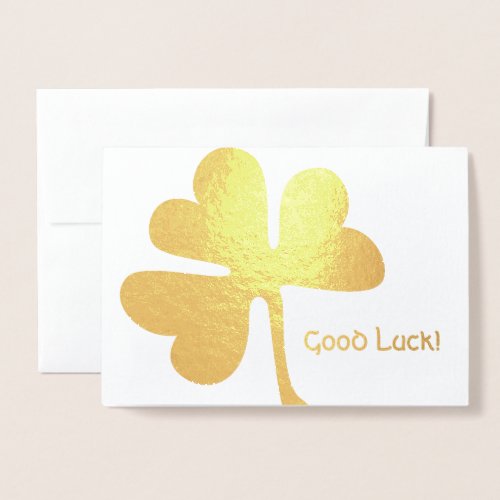 Good Luck  Irish Shamrock Gold Foil Card