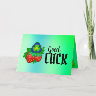 Good Luck Irish Strawberry Exam Study Wish Card