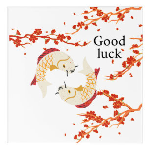 Good Luck Koi Fish with Sakura Elegant Japanese Acrylic Print
