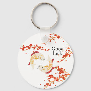 Good Luck Koi Fish with Sakura Elegant Japanese Keychain