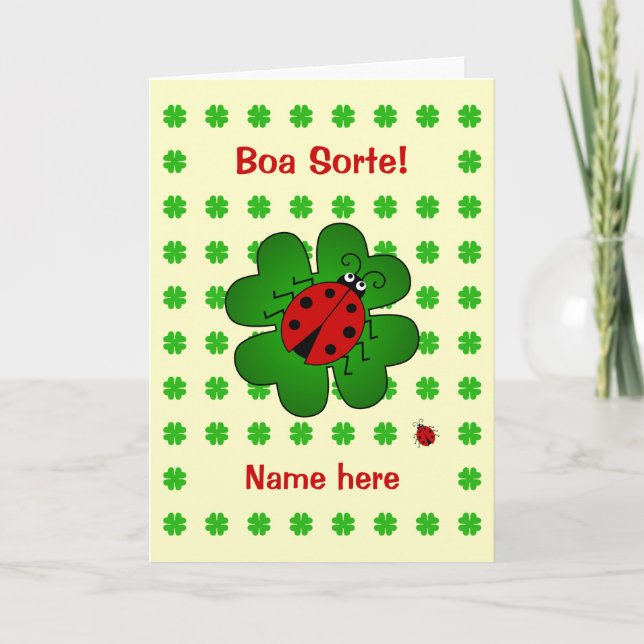 Good luck ladybug add name boa sorte card (Front)