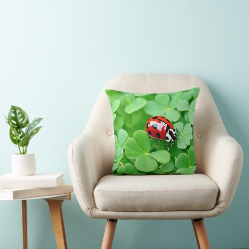 Good Luck Ladybug  Throw Pillow