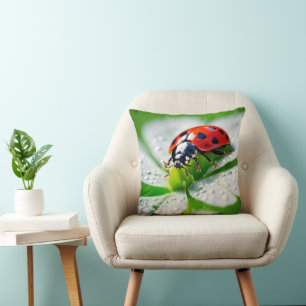Good Luck Ladybug Throw Pillow