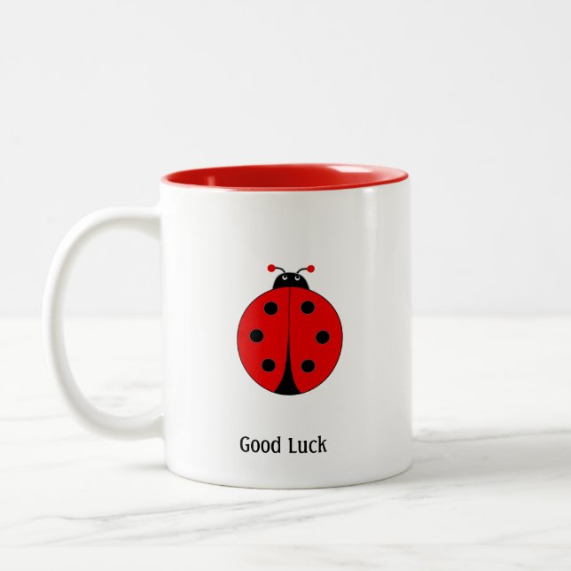 Good Luck Ladybug Two-Tone Coffee Mug (Left)