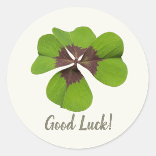 Good Luck Lucky Charm Four-leaf clover Gift Classic Round Sticker