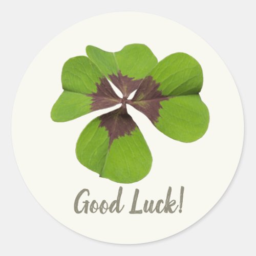 Good Luck Lucky Charm Four_leaf clover Gift Classic Round Sticker