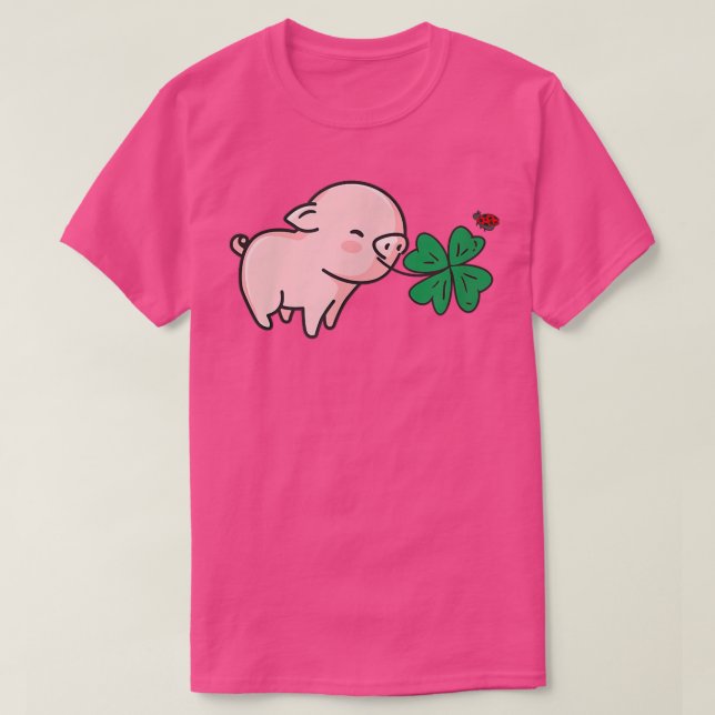 Good Luck - Lucky Charm Piglet Pig Ladybird Four-L T-Shirt (Design Front)