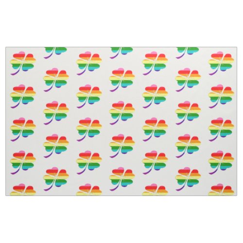 Good Luck Lucky Clover Pattern LGBTQ Gay Pride Fab Fabric