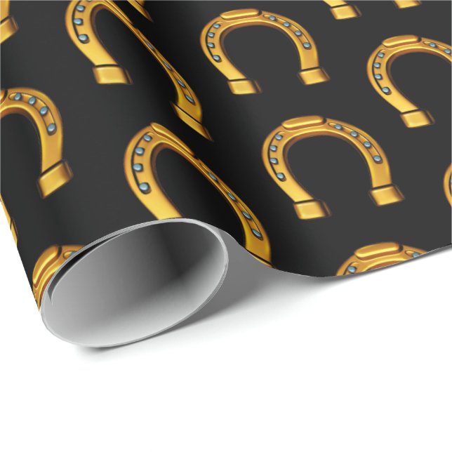 Good luck lucky golden horseshoe wrapping paper (Roll Corner)