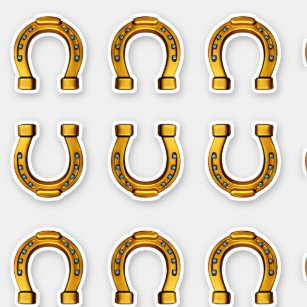 Gold Horse Shoes Stickers for Sale