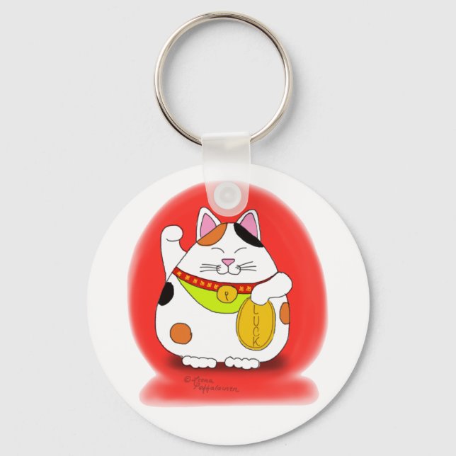 Good Luck Maneki Neko Keychain (Front)