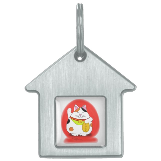 Good Luck Maneki Neko Pet Tag (Front)