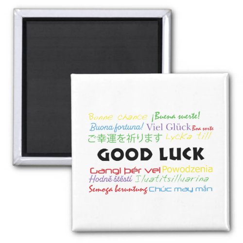 Good Luck Many Languages Green Purple Blue Yellow  Magnet
