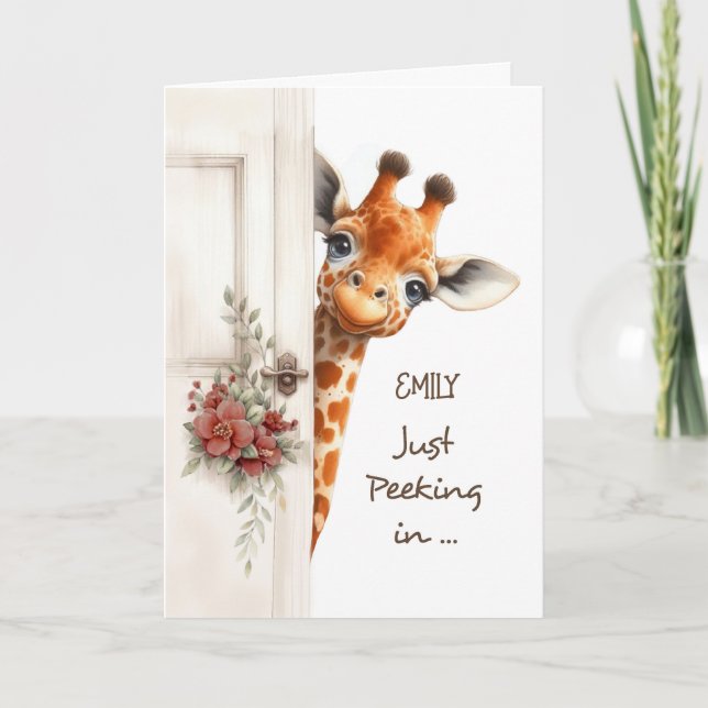Good Luck on Finals Giraffe Peeking In Card (Front)