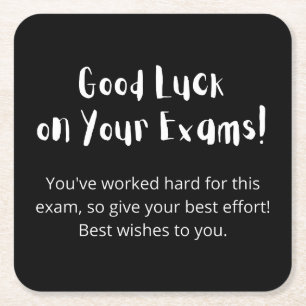 Good Luck on Your Exams! Square Paper Coaster