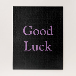 Good Luck or Your Words Purple and Black Jigsaw Puzzle