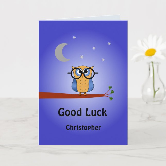 Good Luck personalized clever night owl Card (Small Plant)