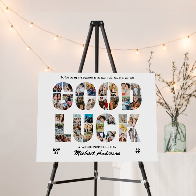 Good Luck Photo Collage Coworker Farewell Party Foam Board (In Situ (Stand))