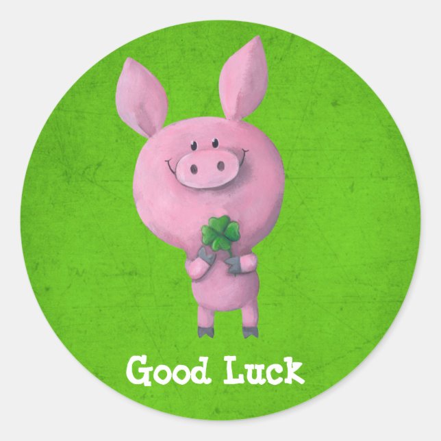 Good Luck Pig Classic Round Sticker (Front)