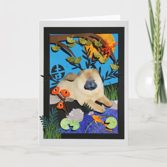 GOOD LUCK POND Chow papercut Card (Front)
