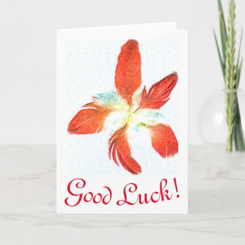Good Luck Red Feathers greeting card