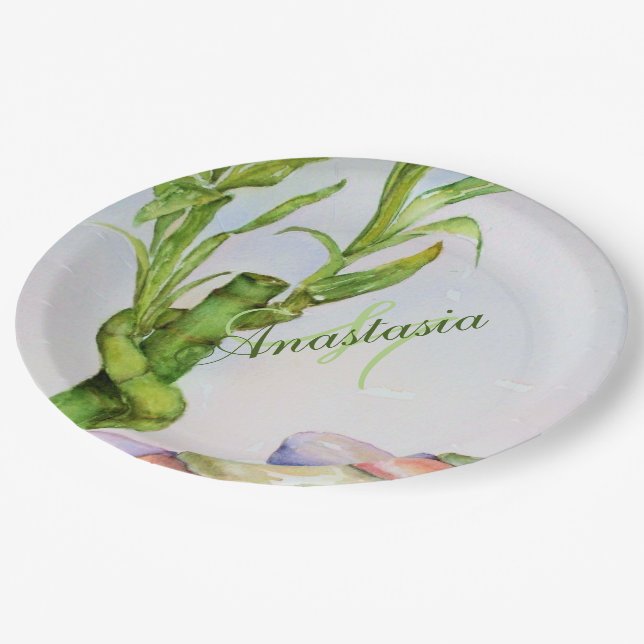 GOOD LUCK RETIREMENT PARTY MONOGRAM PAPER PLATES (Angled)