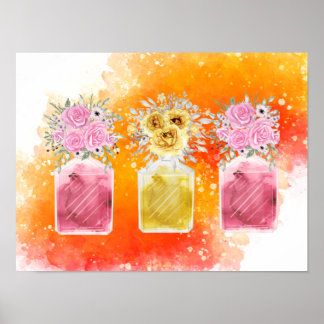 Good Luck set of Three Perfume Bottle Bouquet Poster