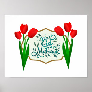 Good Luck set of Three Red Tulips Poster