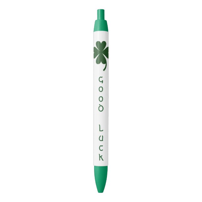 Good Luck Shamrock Green Ink Pen by Janz (Front Vertical)