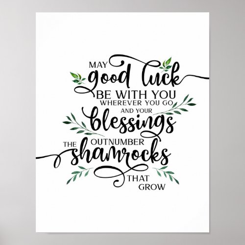 Good Luck Shamrock Irish Blessing Art Poster