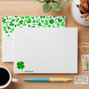 Good Luck Shamrocks Clover Personalized Envelope
