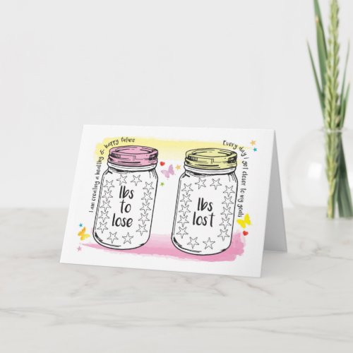 Good Luck Slimming Club Member Weight Tracker Jars Card