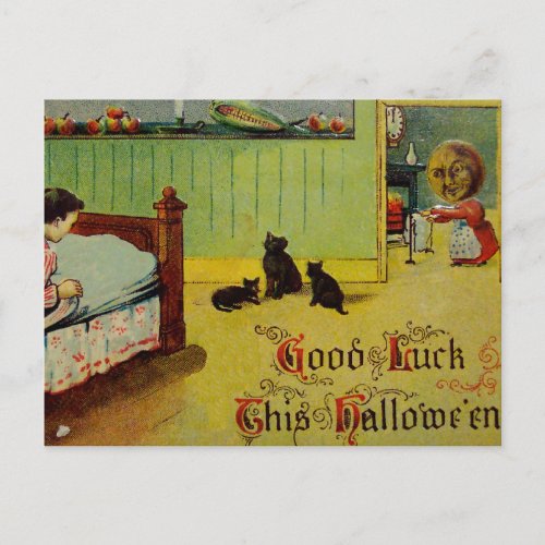 Good Luck This Halloween Vintage Halloween Card Postcard
