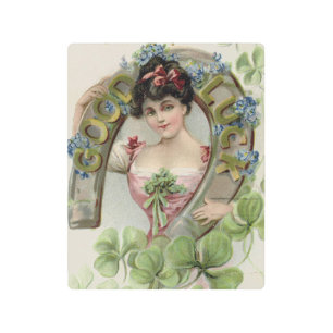 Good Luck - Vintage Saint Patrick's Day Card Metal Print