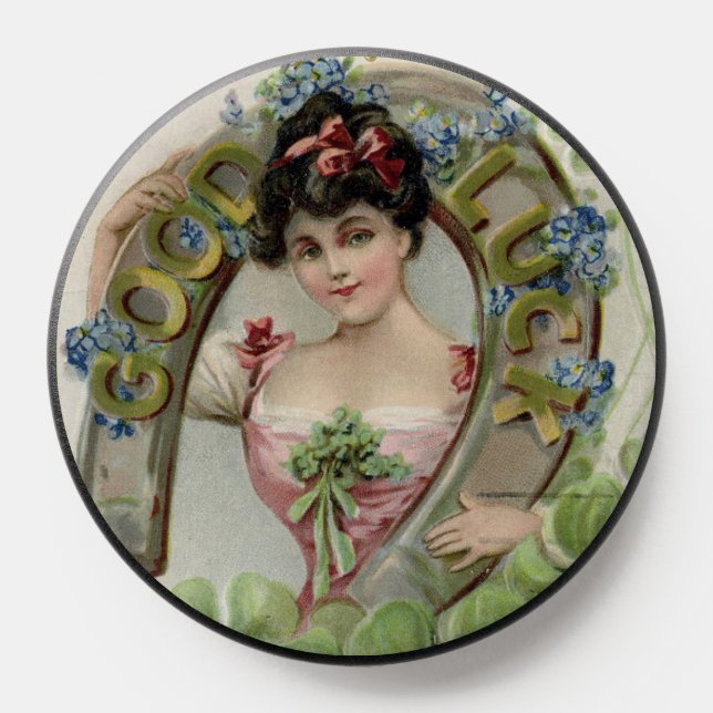 Good Luck - Vintage Saint Patrick's Day Card PopSocket (Popsocket)