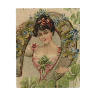Good Luck - Vintage Saint Patrick's Day Card Wood Wall Art