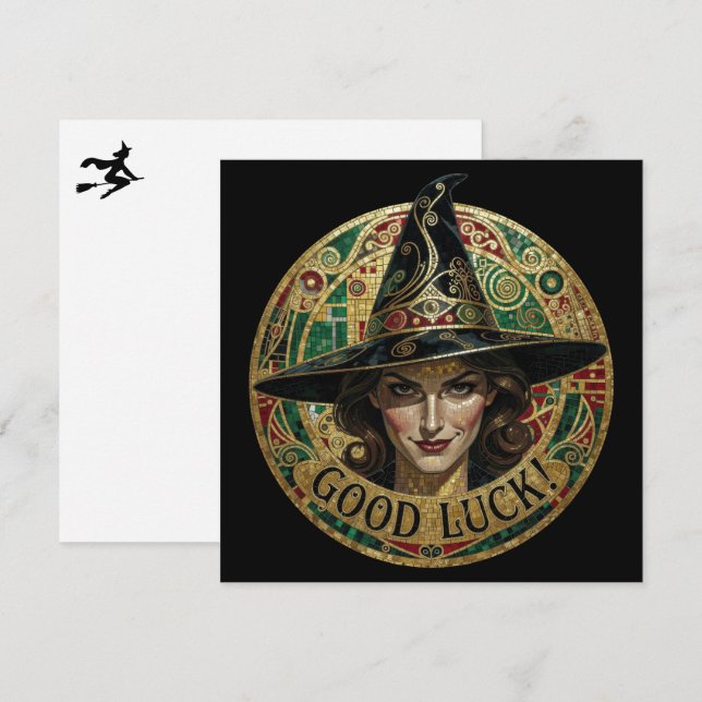 Good Luck Witch Wish Note Card (Front/Back)