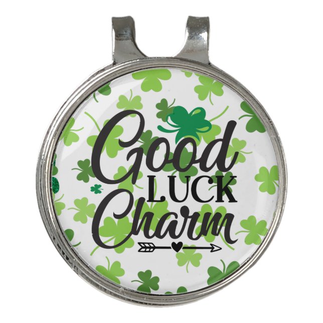 Good Luck  with shamrock  St. Patrick's Day   Golf Hat Clip (Front)