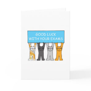 Good Luck with Your Exams Cartoon Cats Card
