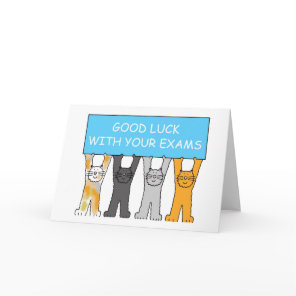 Good Luck with Your Exams Cartoon Cats Card