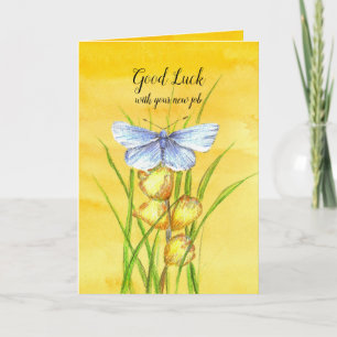 Good Luck With Your New Job Blue Butterfly Card