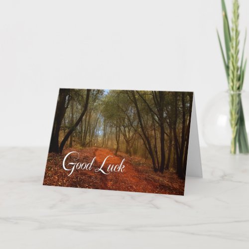 Good Luck Woodland Path with Oak Trees Card