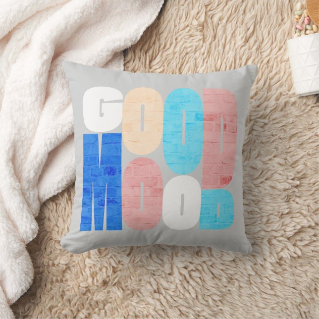 "Good Mood" Positive Vibes Throw Pillow (Blanket)