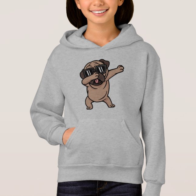 Good Mood Pug with Sunglasses Dabbing Hoodie (Front)