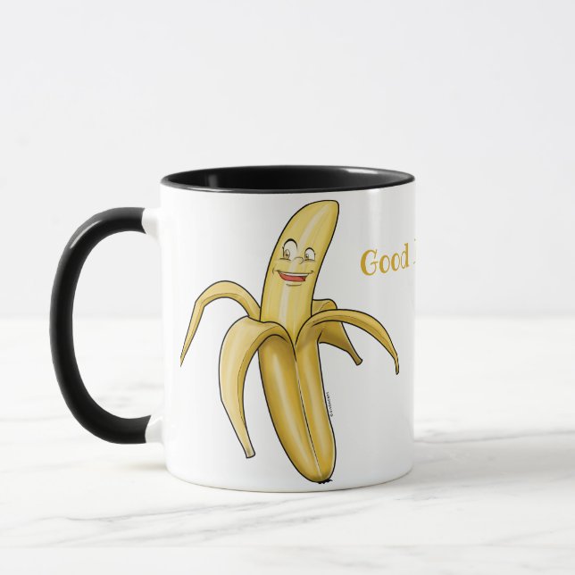 Good Morning Banana Mug - cut yellow cartoon (Left)