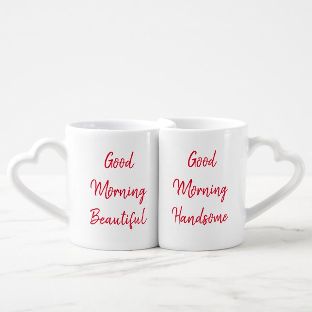 Good Morning Beautiful And Handsome Coffee Mug Set (Front Nesting)