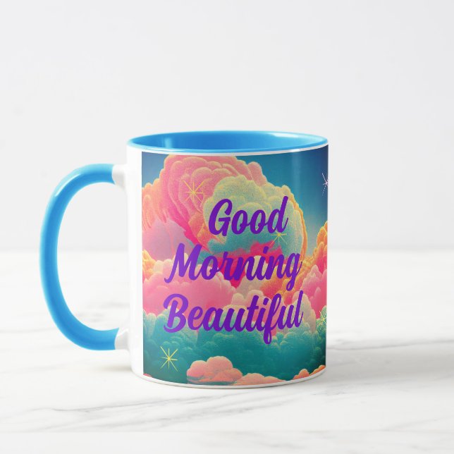 Good Morning Beautiful Pastel Clouds Mug (Left)